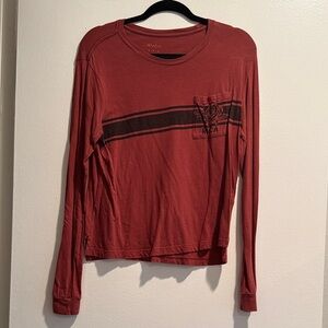 RVCA Brick Red Long Sleeve with Black Stripe